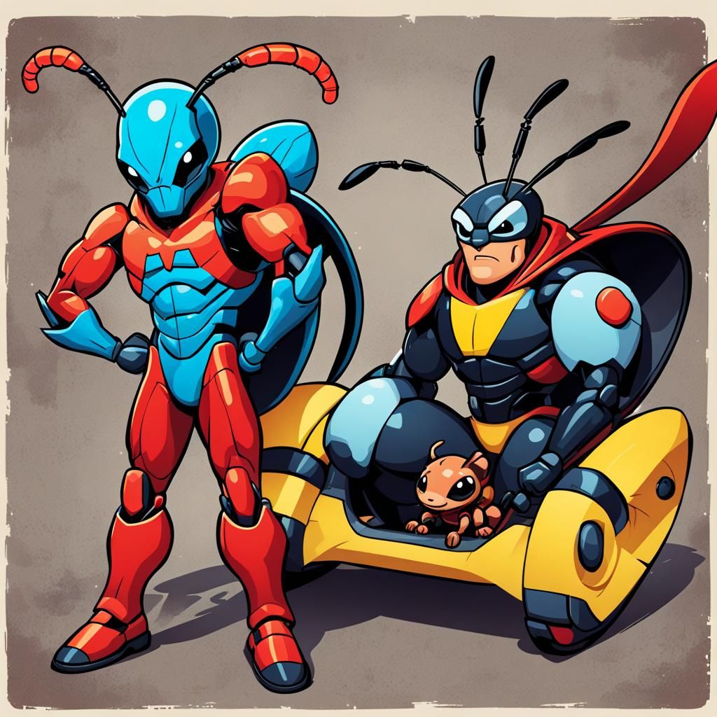 Heroic Super Ants in Isometric Anime Style