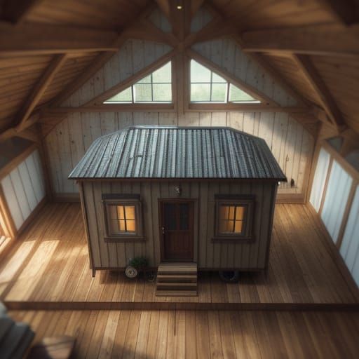 Photorealistic Tiny House in Misty Atmosphere