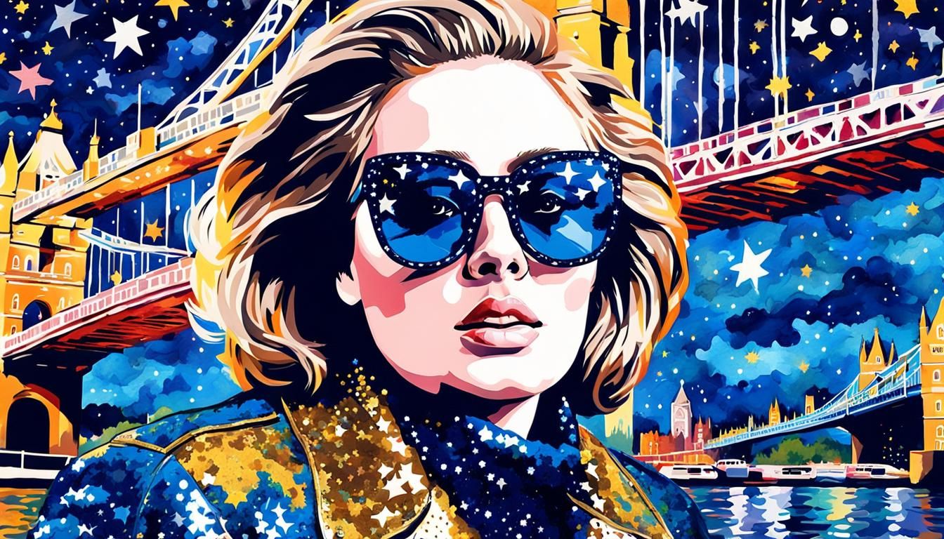 Adele in Pop Art Style with Tower Bridge