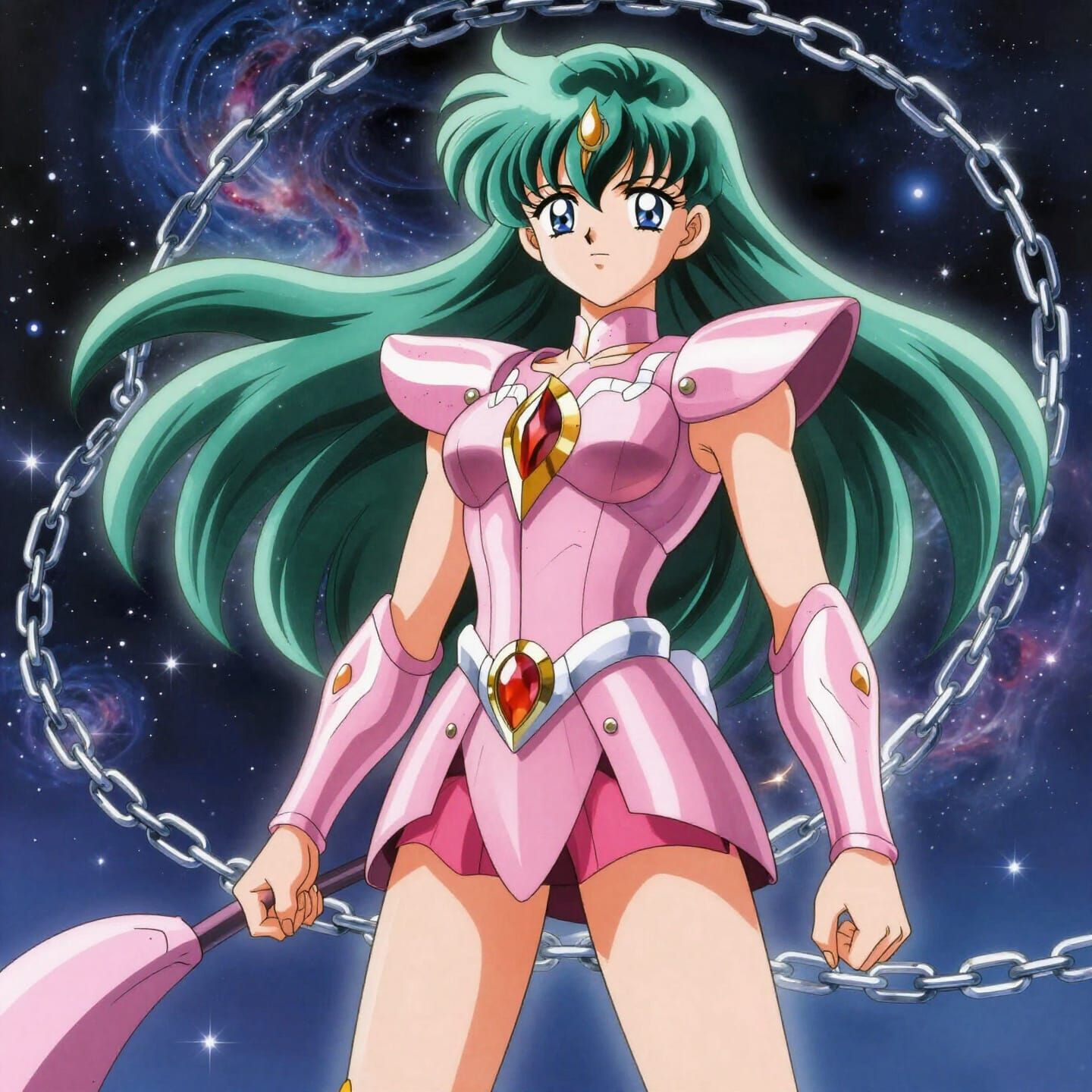 Shun as Andromeda in Classic 90s Anime Style