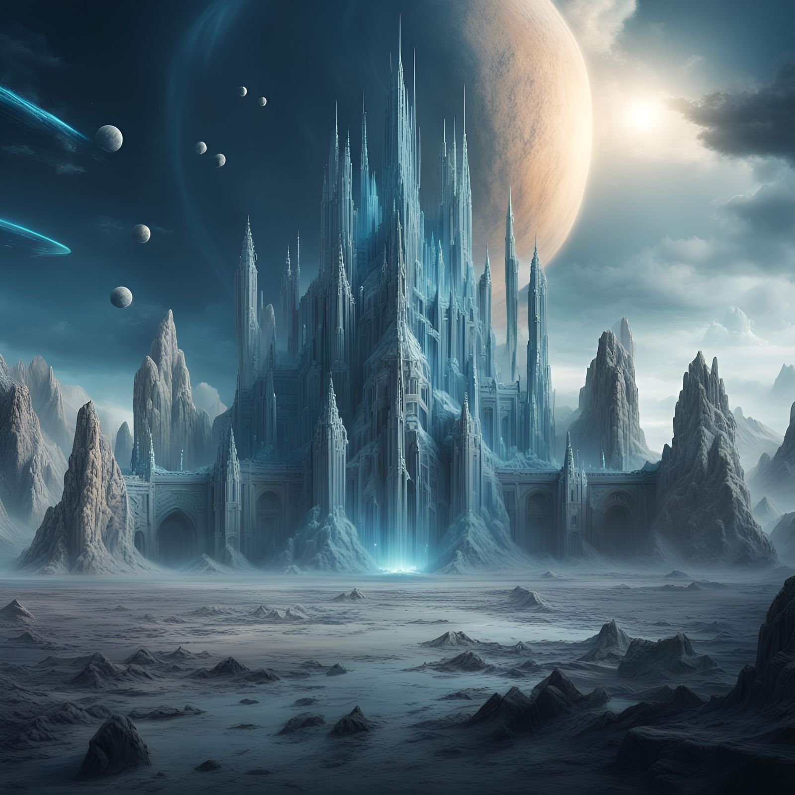 Ghostly Intergalactic Kingdom in Stone Blue Hues