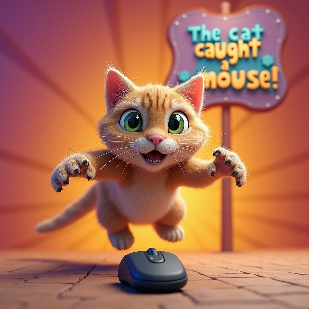 Cat and Mouse in Pixar-Style 3D Digital Art