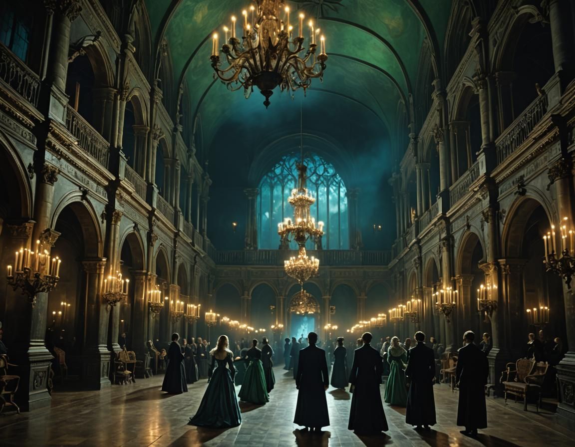 Grand Hall of Silent Ghosts in Dark Fantasy Style