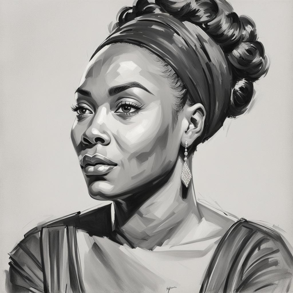 Black Woman Portrait in Andrew Loomis Style