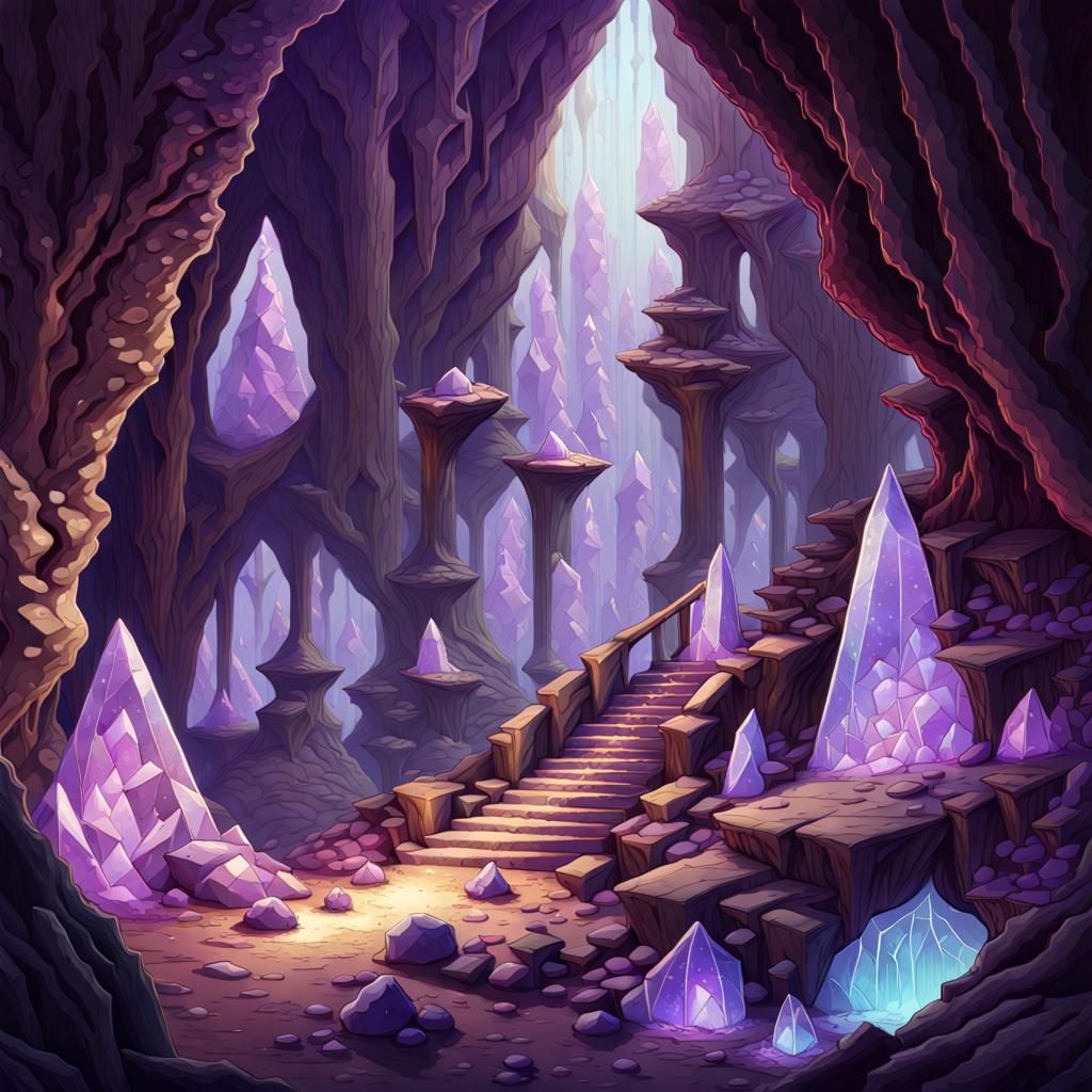Glowing Purple Crystal Cave Concept Art