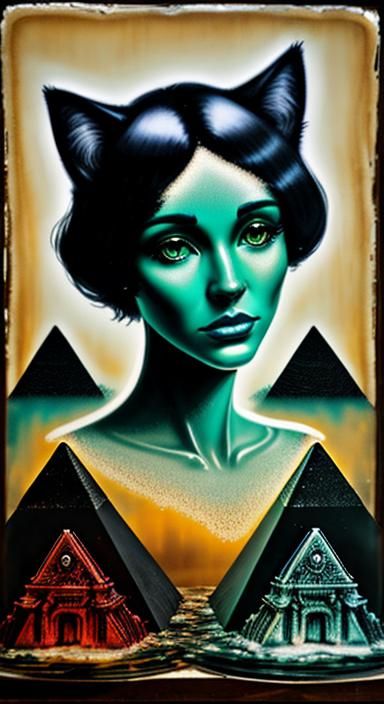 Surreal Double Exposure Portrait with Cats