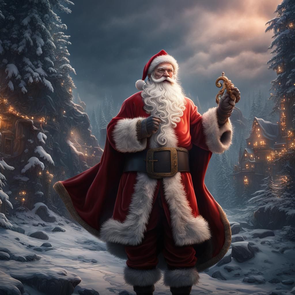 Detailed Matte Painting of Santa Claus in Fantasy Art