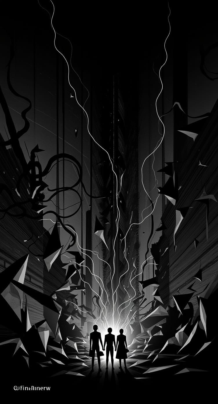 Abstract Metropolis of Energy and Shapes in Sci-Fi Style