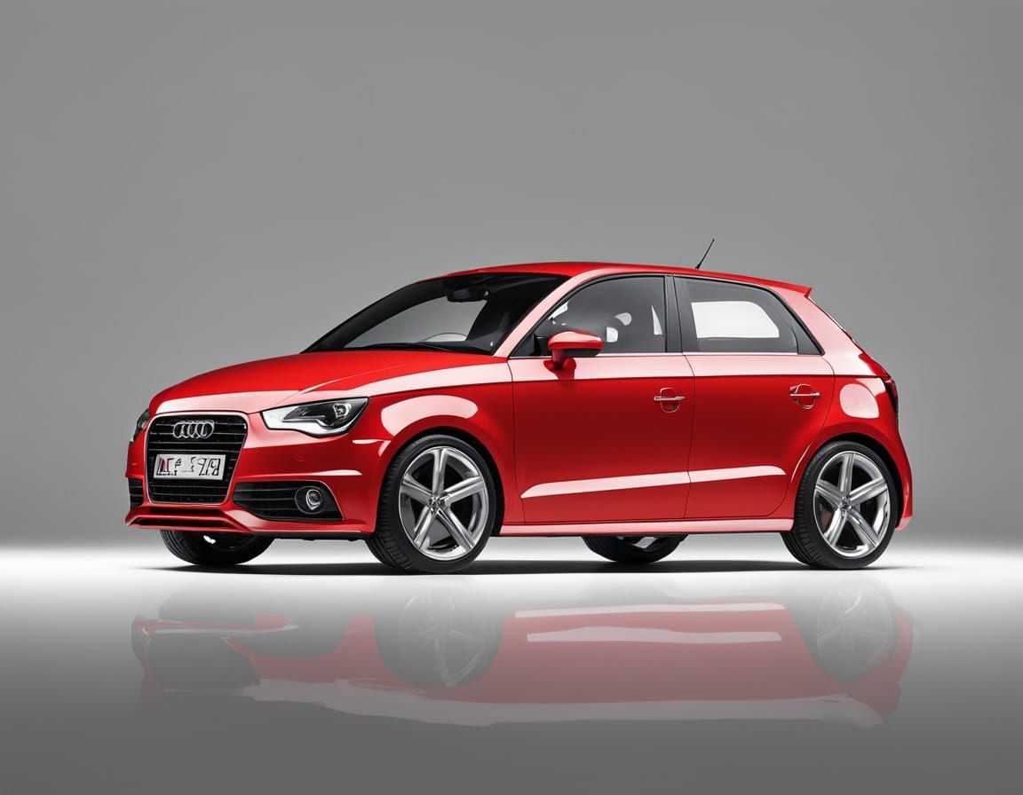 Vibrant Fire Engine Red Audi Agya Hatchback in Studio Lighti...