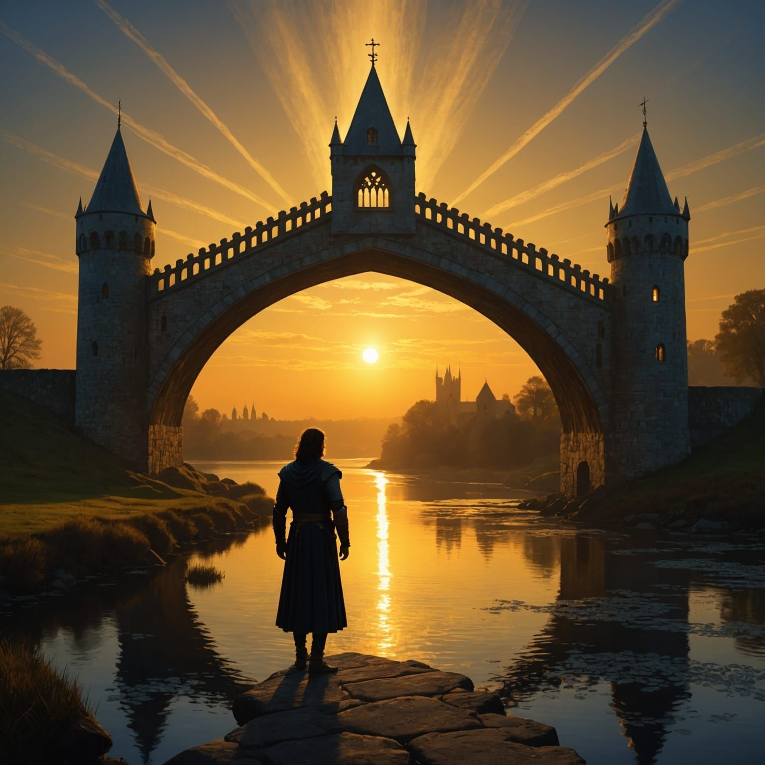 Medieval Prince at Dawn in Dreamscape Painting