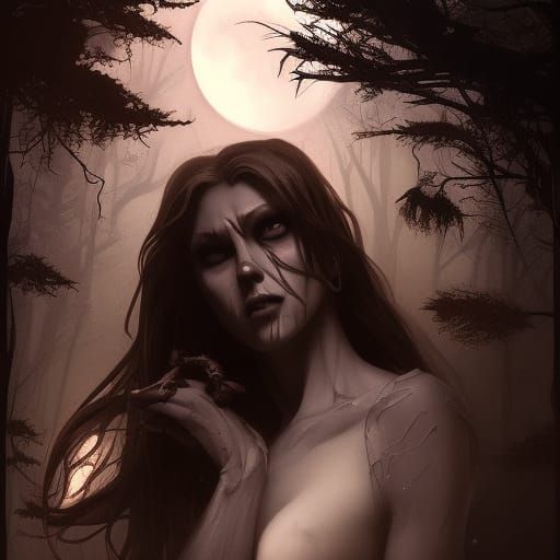 Gothic Werewolf Portrait in Shadow Noir Style