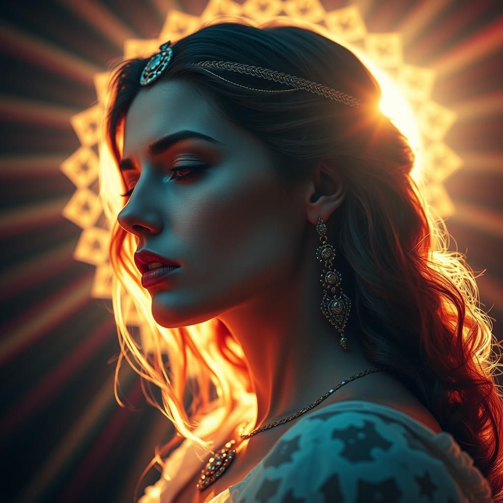 Ethereal Woman Portrait in Vibrant Sunlight