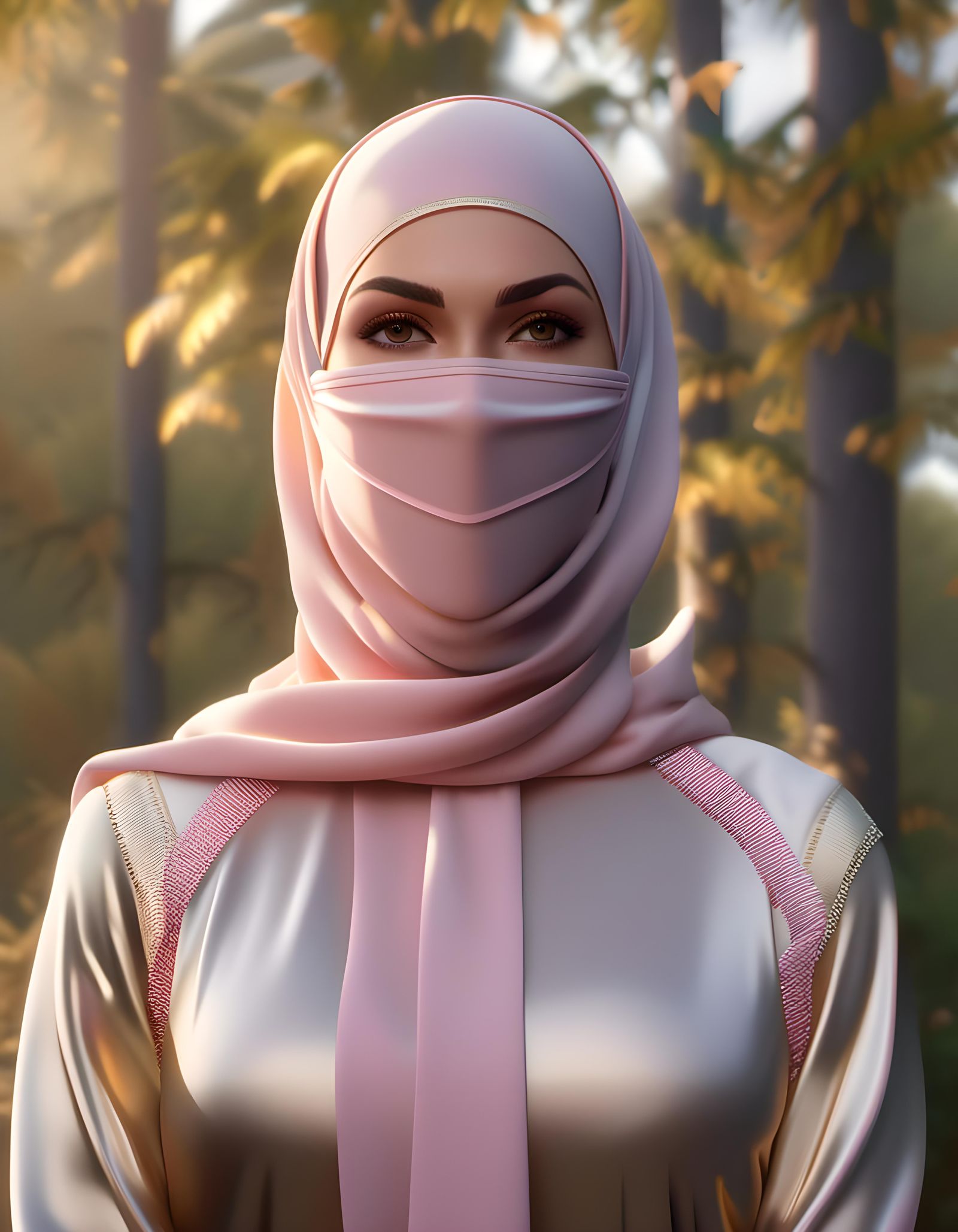 German Woman in Pink Hijab Portrait