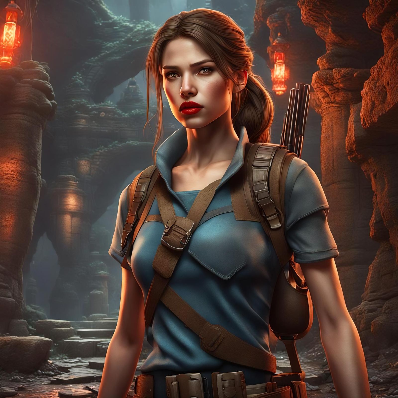 Lara Croft Cosplay: Digital Comic Book Portrait