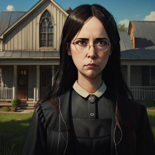 Hyperrealistic American Gothic Splash Art