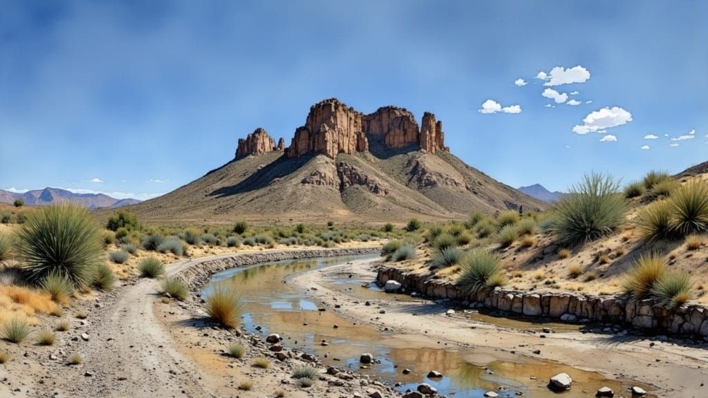 Mexican Bandits in Tabernas Desert Watercolor