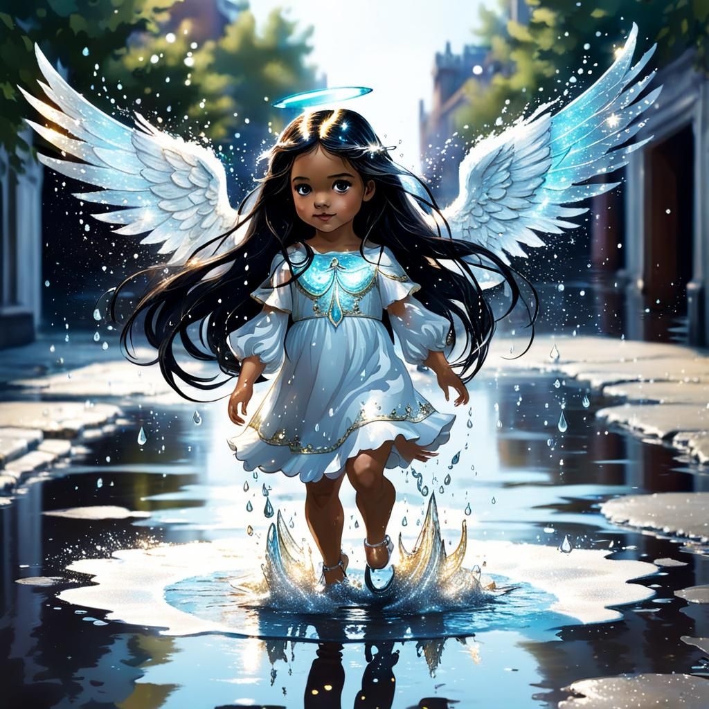 Little Angel Splashing with Ships