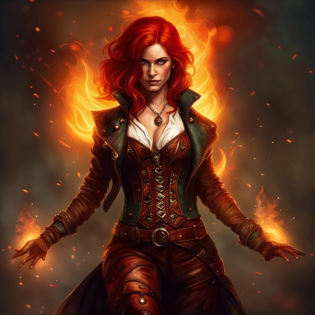 Steampunk Sorceress with Wildfire Magic