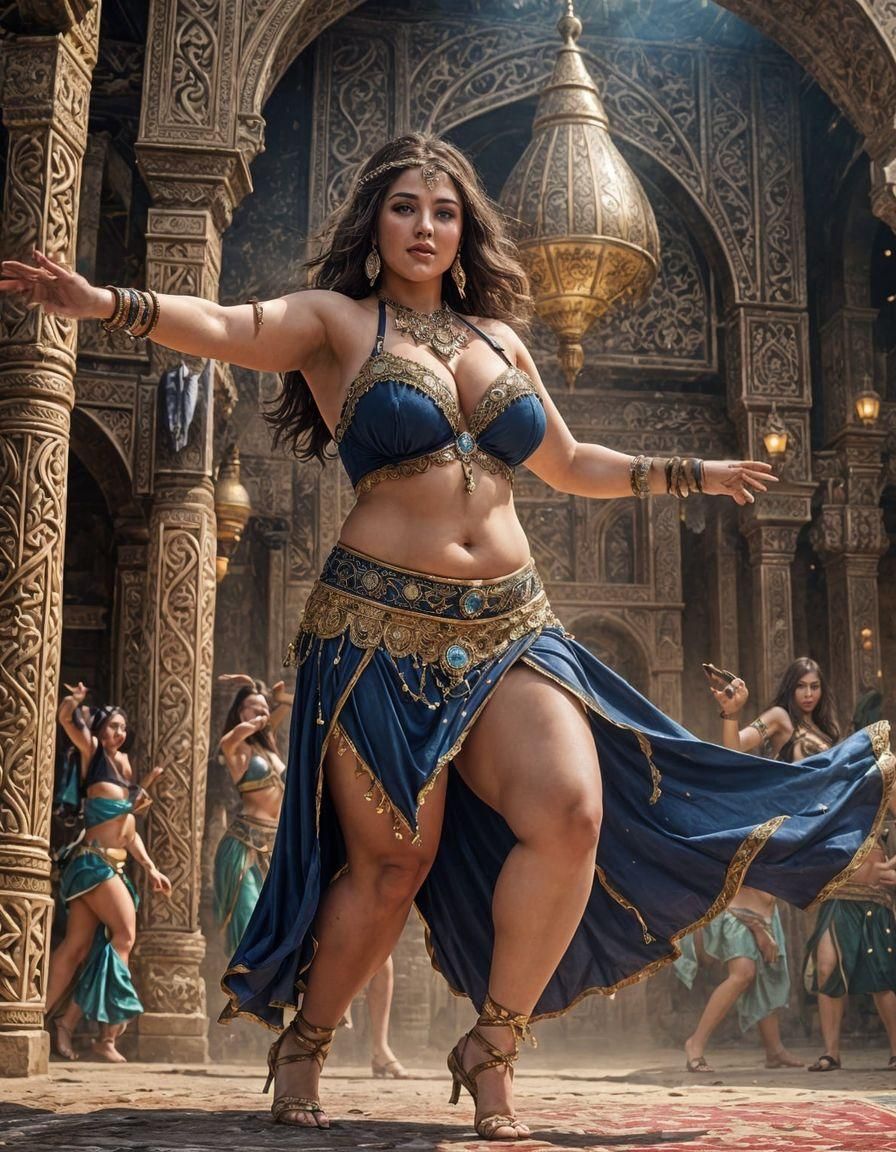 Brunette Belly Dancer in Middle Eastern Setting