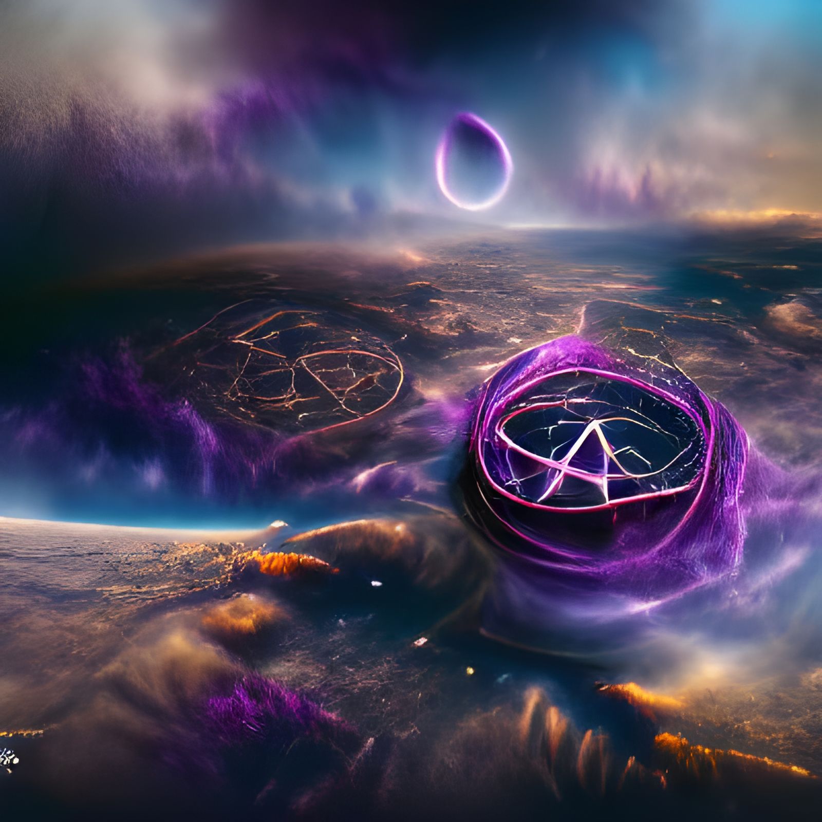 Astral Pentagram in Space with Purple Energy