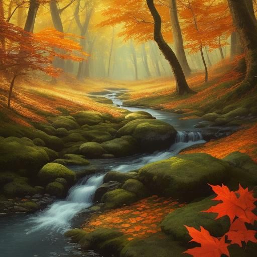 Fox Cub Frolicking in Autumnal Woodland: Hyperrealistic Art