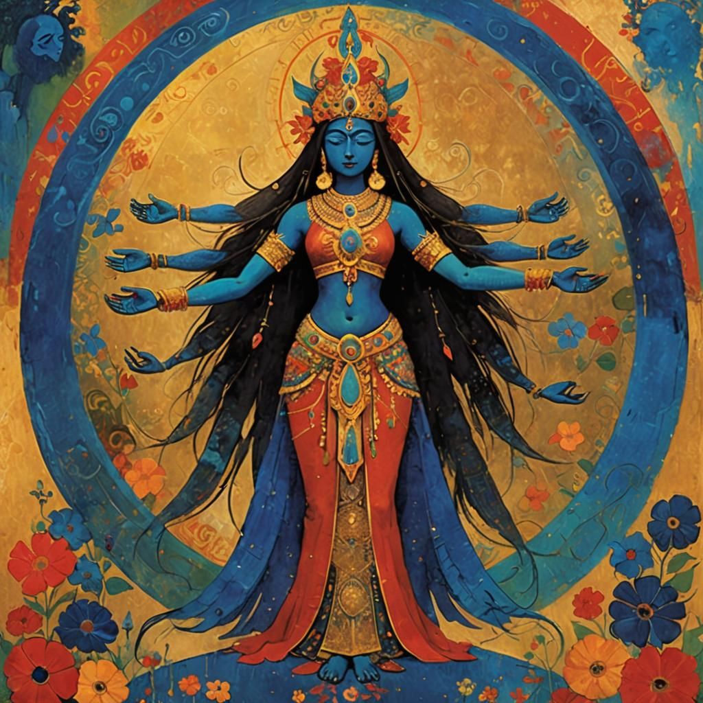 Kali Goddess in Odilon Redon Style