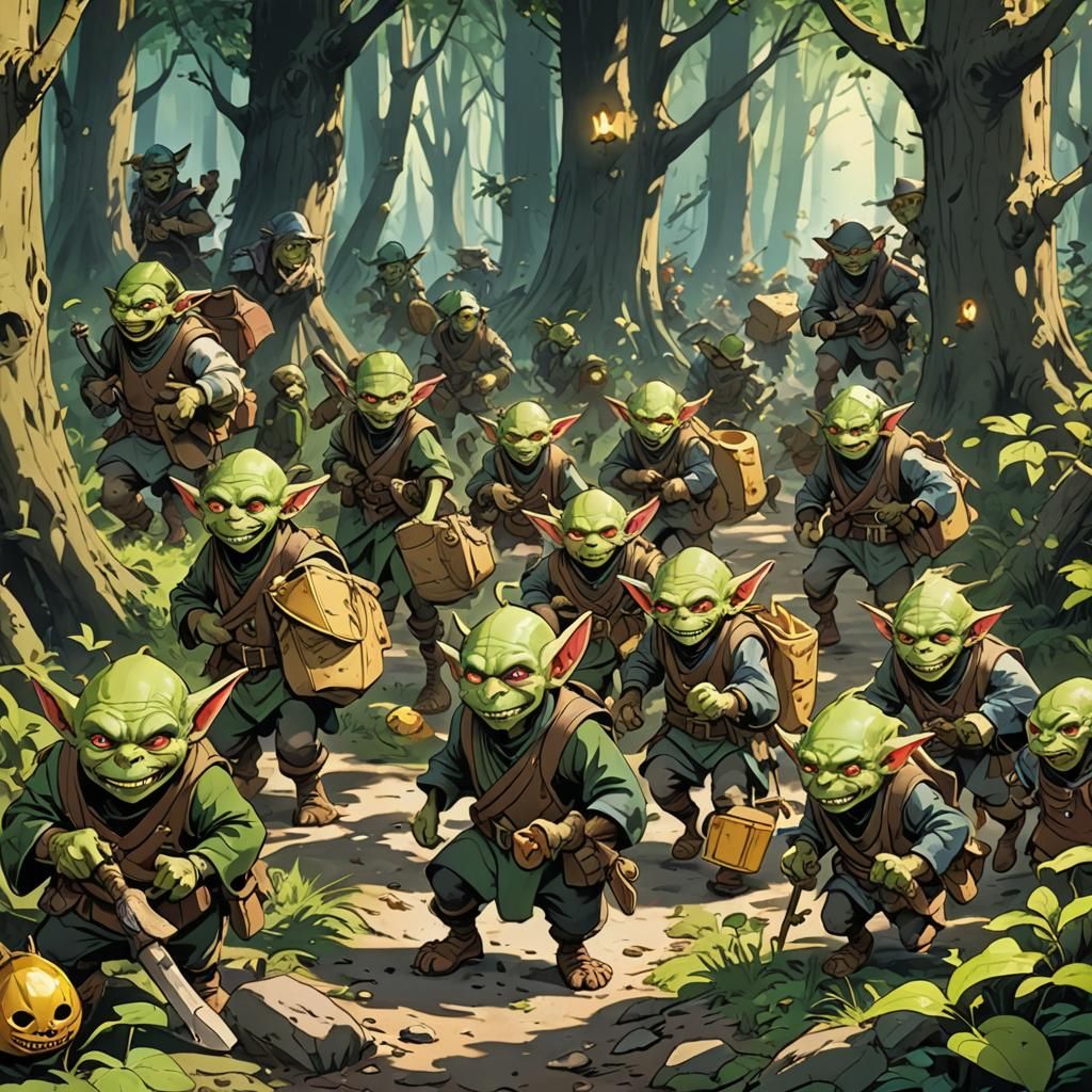 Goblin Bandits Roam Forest in Anime Style