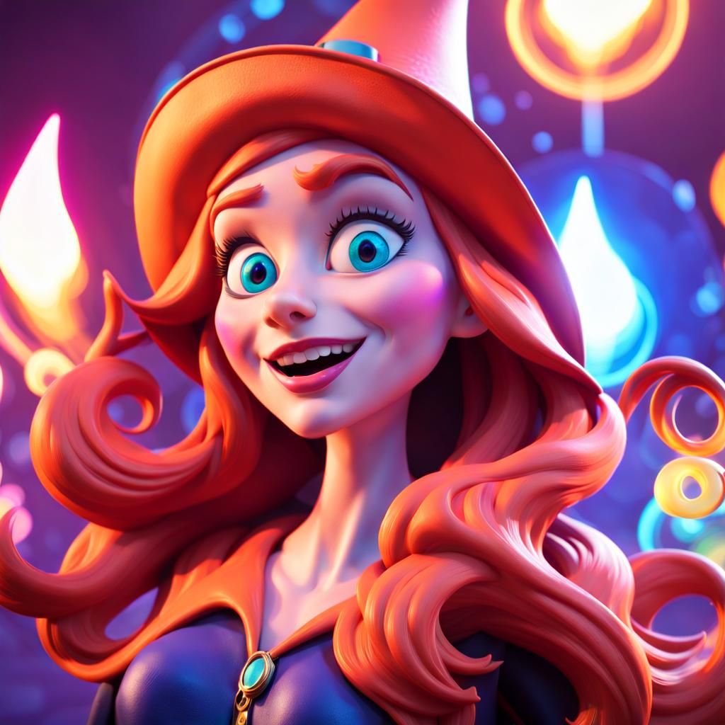 Pixar-Style Witchcore Character with Auburn Hair