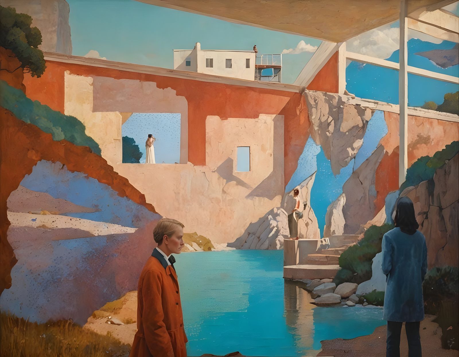 Landscape with Dreaming Figure in Vibrant Colors