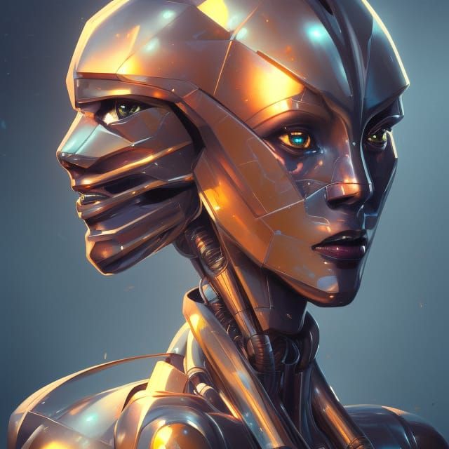 Spiked Robot Portrait in Hyperdetailed Style