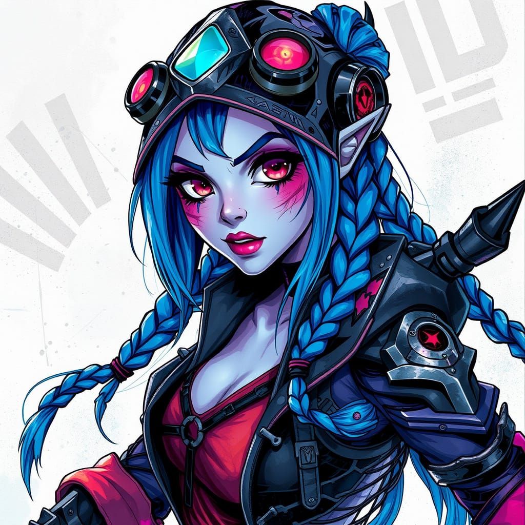 Dynamic Assassin: Jinx Inspired Digital Art
