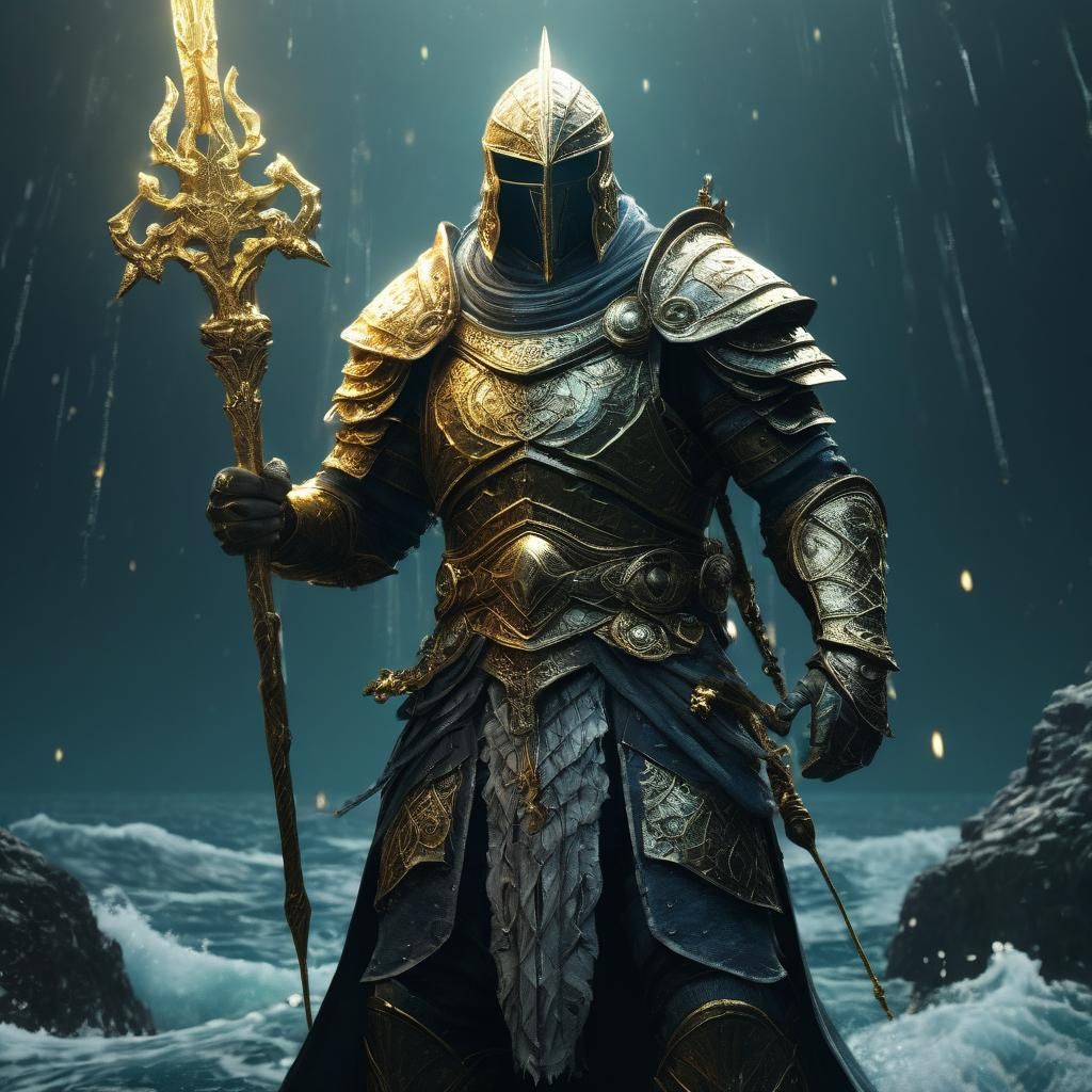 Atlantean Warrior Hedra Emerges from the Ocean