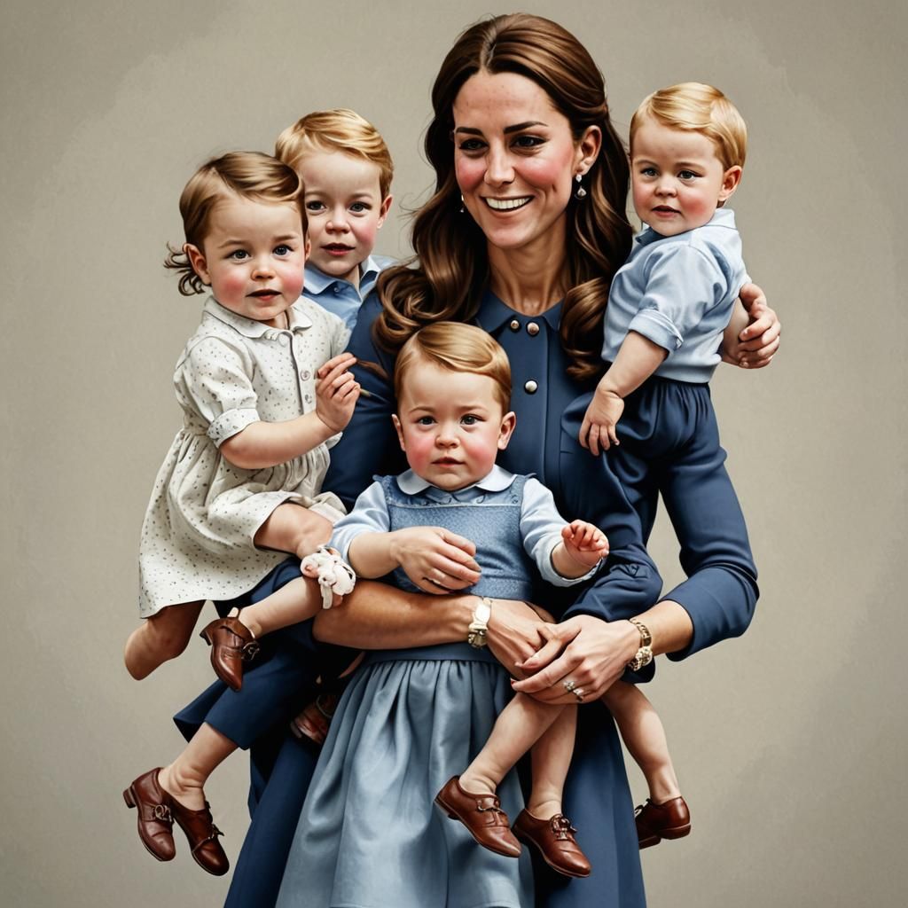Kate Middleton with Octopus Arms: Hyperdetailed Portrait