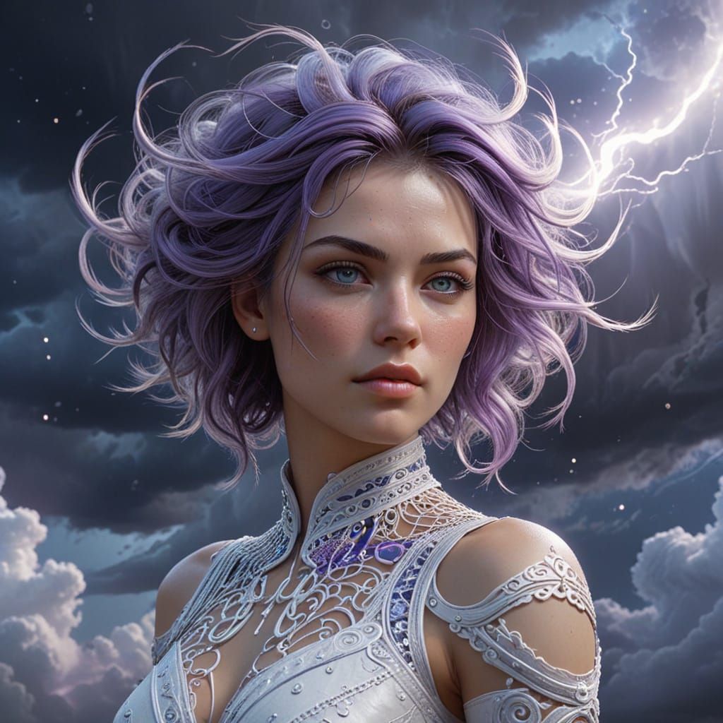 Sentient Cloud Woman in Ethereal Sky