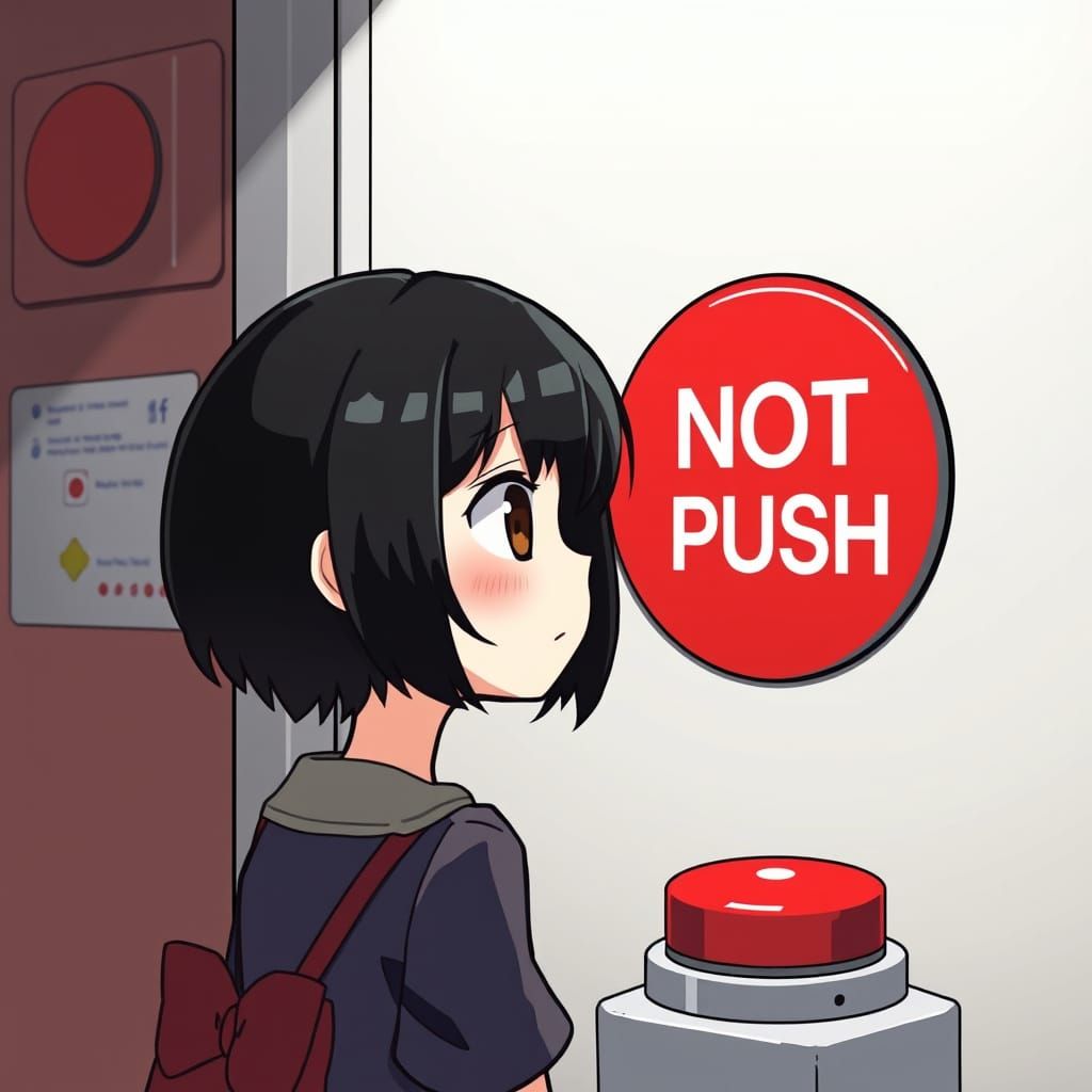 Cute Thai Anime Girl Contemplates Pushing the Not Push Butto...