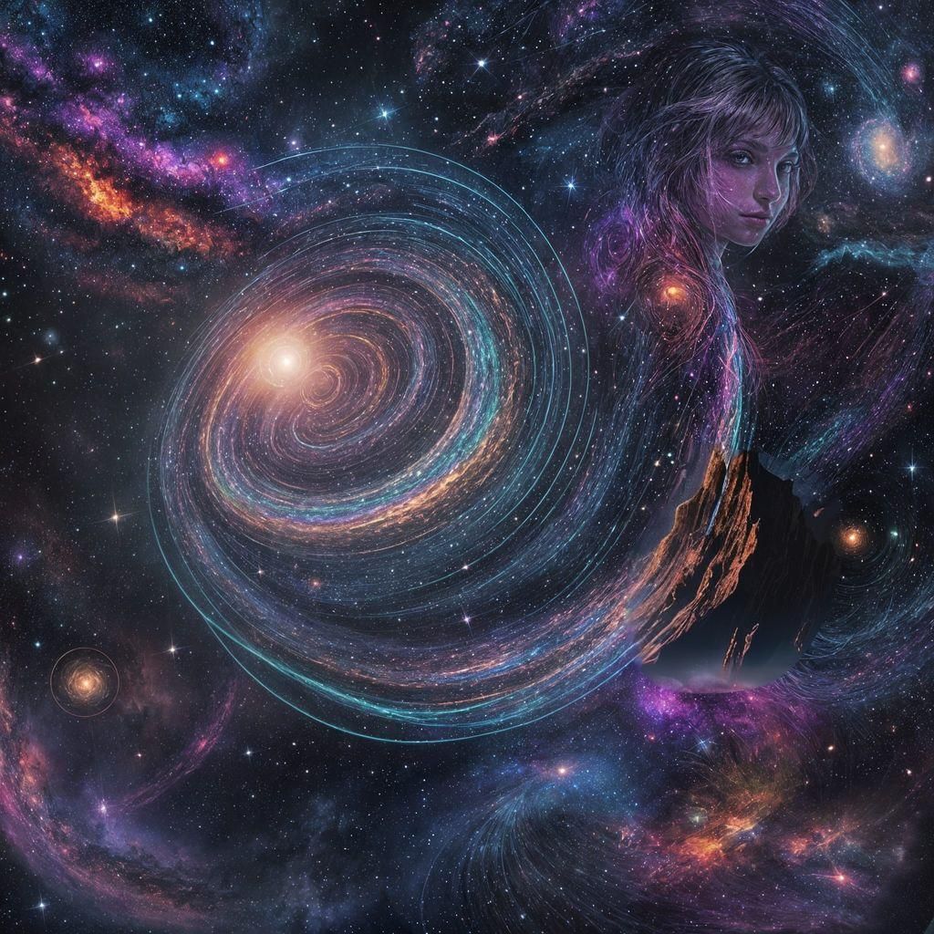 Andromeda Galaxy in Moonlight: Cosmic Illustration