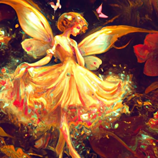 Victorian Flower Fairy with Golden Hair