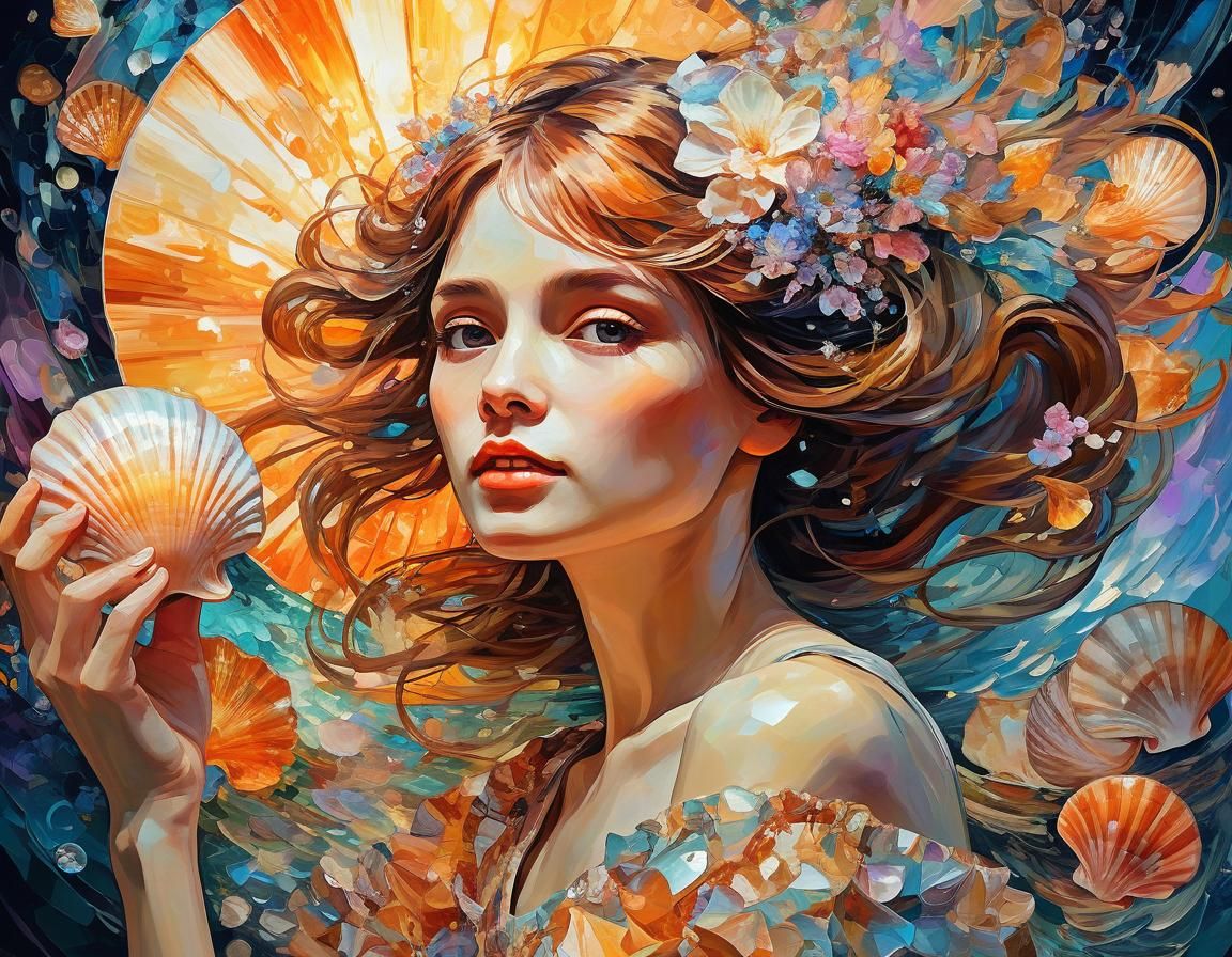 Ethereal Catch: Magical Abstract Art in Primitivism Style