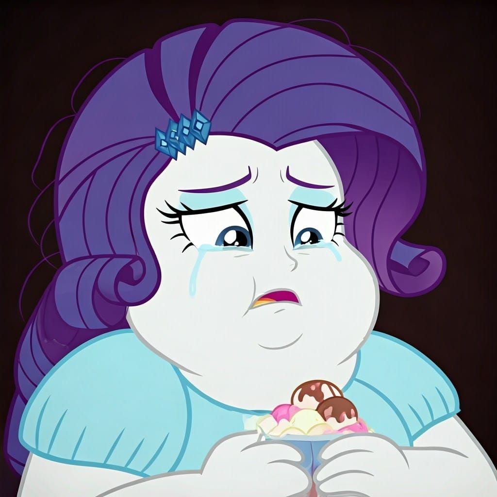 Distraught Girl Stress Eating Ice Cream: Cinematic Film Stil...