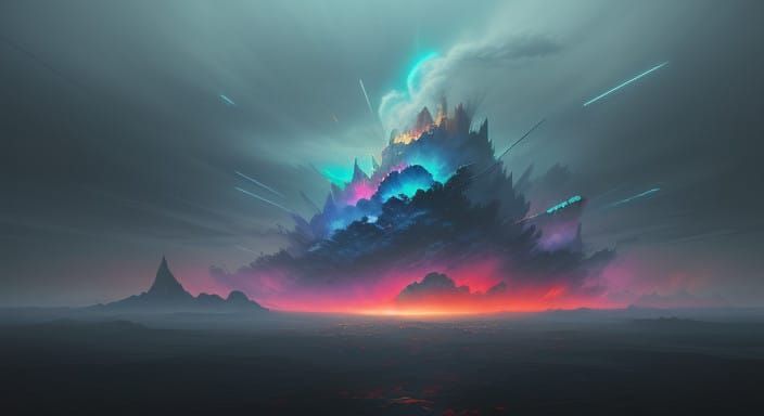 Surreal Digital Camera in Plasma Cloud amidst Kaleidoscope o...