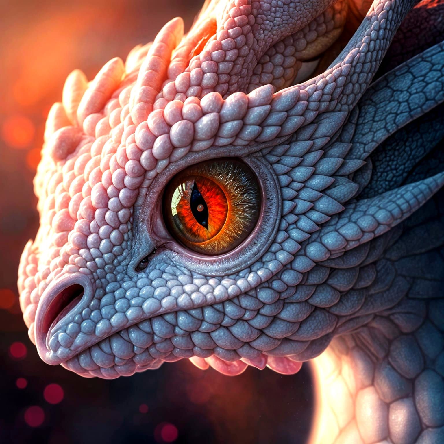 Hyperrealistic White Dragon Hatchling