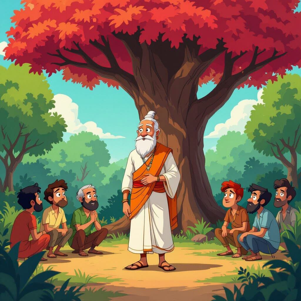 Hindu Saint in Cartoon Jungle, 2D Animation