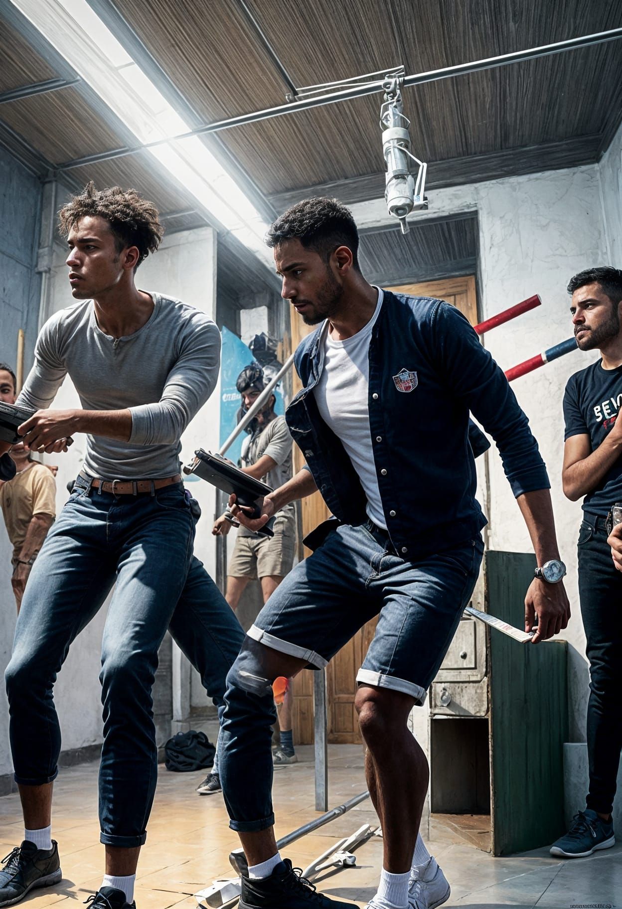 Vibrant Propaganda Poster in Socialist Realism Style