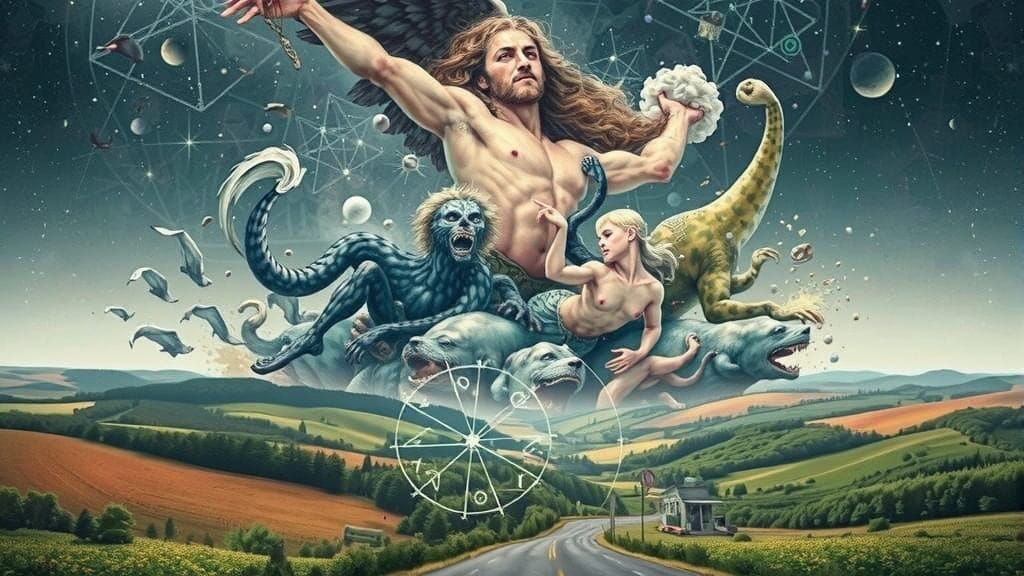 Ancient Mystical Realm in Indus Valley Seal Art Style