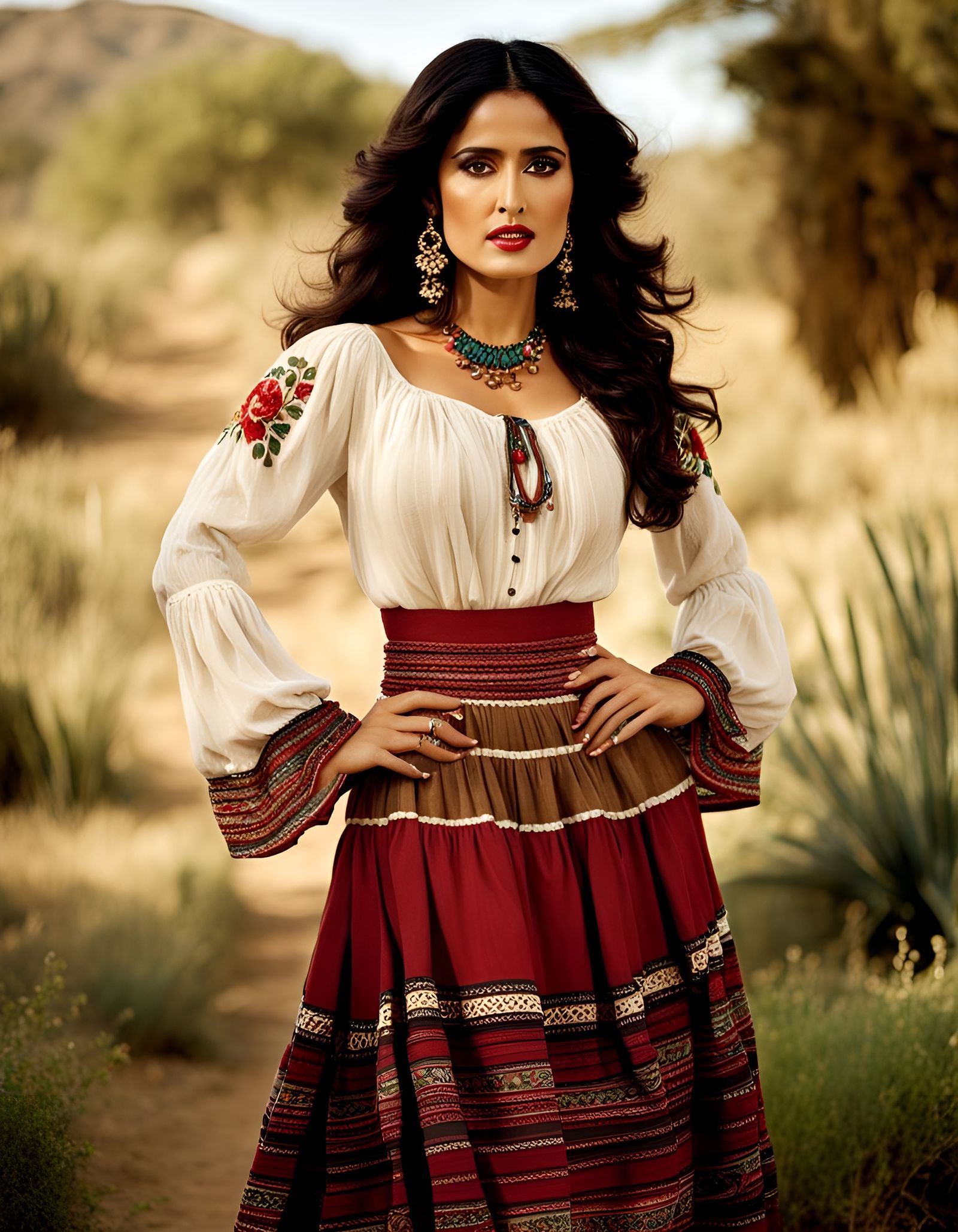 Portrait of a Beautiful Mexican Girl in Traditional Dress