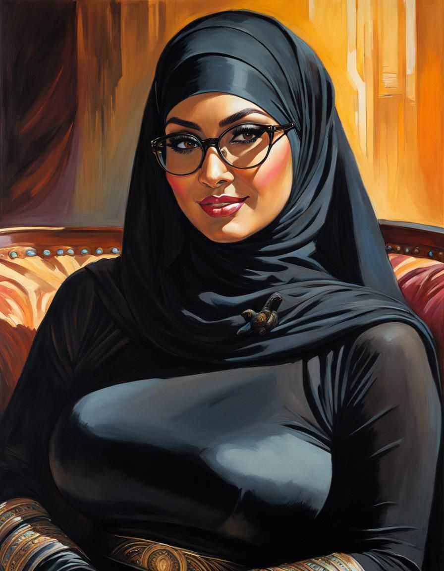 Psychedelic Portrait of Woman in Niqab