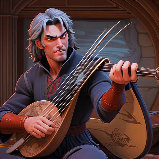 Animated Wolf Plays Lute in Comic Book Style