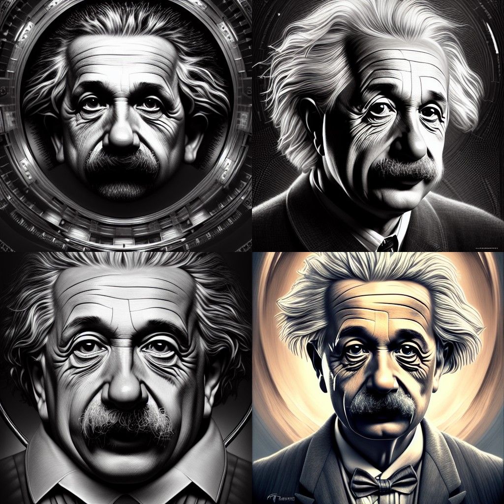 Einstein in Biomechanical Time Travel Portrait