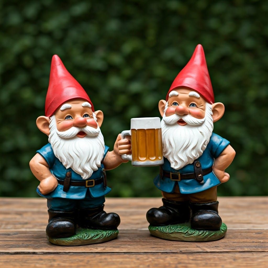 Garden Gnomes Celebrate Oktoberfest with Beer