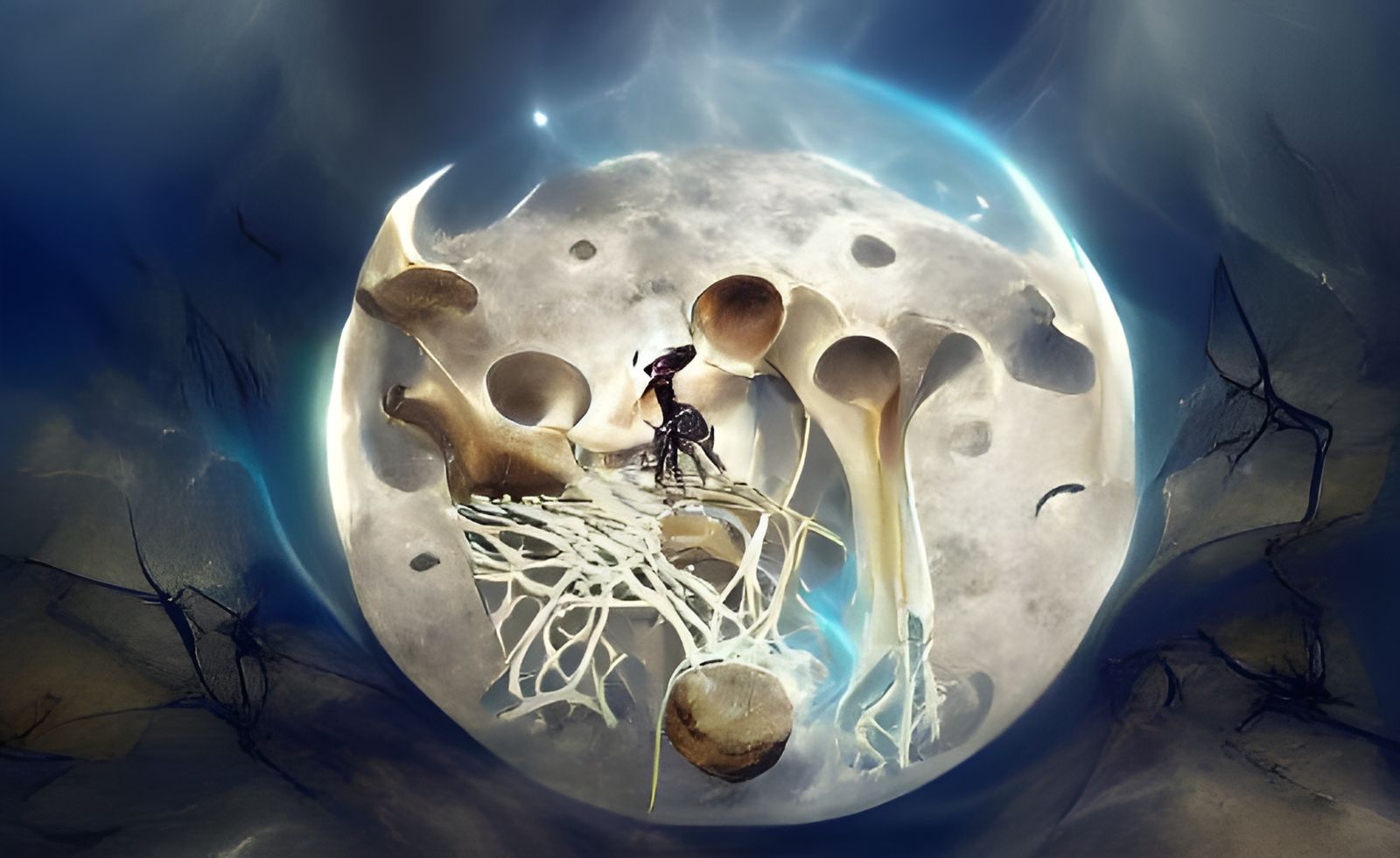 Fantasy Art: Moon with Exposed Bones
